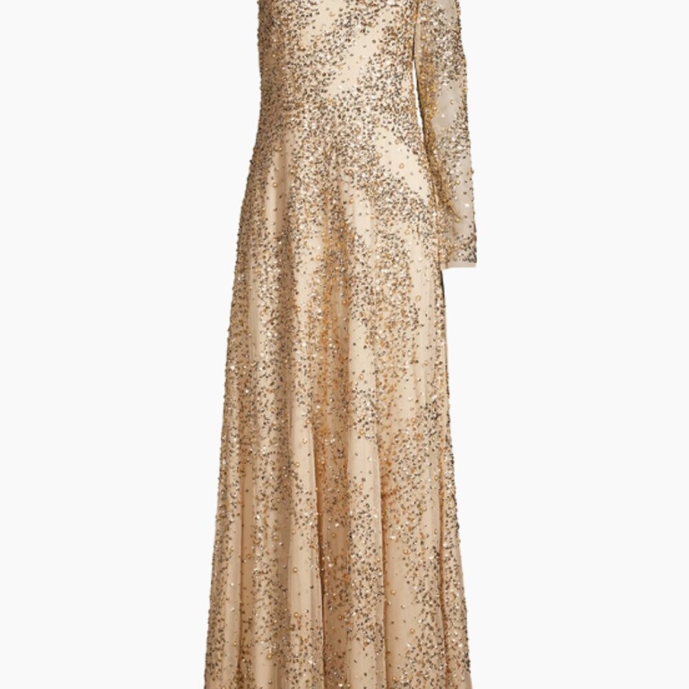 Aidan Mattox by Adrianna Pappel Gold Beaded Gown